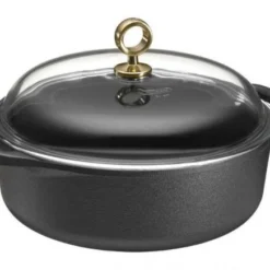 Skeppshult Bräter Rund Mit Glasdeckel Und Messinggriff