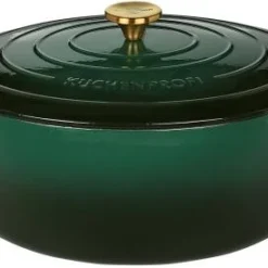 Küchenprofi Bratentopf Oval Aus Gusseisen In Racing Green 33 Cm / 25,5 X 19 Cm / 7,0 Liter / 39 Cm