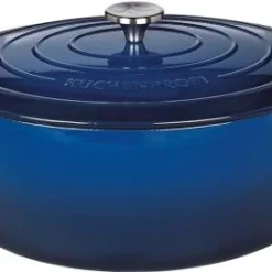 Küchenprofi Bratentopf Oval Aus Gusseisen In Ocean Blue 33 Cm / 25,5 X 19 Cm / 7,0 Liter / 39 Cm