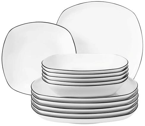 Seltmann Weiden Lido Black Line Tafelservice 12-teilig Eckig 1 Seltmann Weiden Lido Black Line Tafelservice 12-teilig Eckig