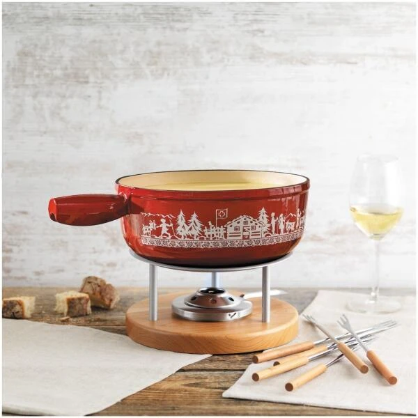 Kuhn Rikon Käsefondue Set Induktion Gusseisen Rot Alpweide 24cm 2 Kuhn Rikon Käsefondue Set Induktion Gusseisen Rot Alpweide 24cm - Image 2