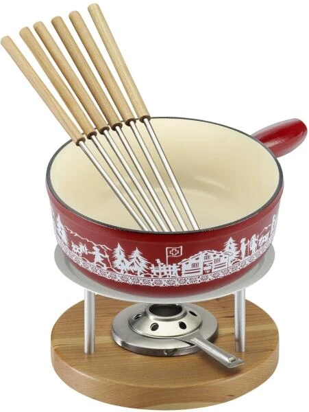 Kuhn Rikon Käsefondue Set Induktion Gusseisen Rot Alpweide 24cm 1 Kuhn Rikon Käsefondue Set Induktion Gusseisen Rot Alpweide 24cm