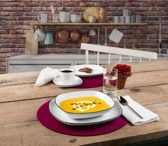 Seltmann Weiden Lido Black Line Tafelservice 12-teilig Eckig 2 Seltmann Weiden Lido Black Line Tafelservice 12-teilig Eckig - Image 2