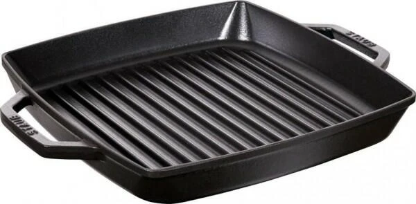 Staub Grillpfanne Mit Seitengriffen Quadratisch In Schwarz 1 Staub Grillpfanne Mit Seitengriffen Quadratisch In Schwarz
