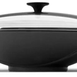 Le Creuset Wok Aus Gusseisen Mit Glasdeckel In Schwarz